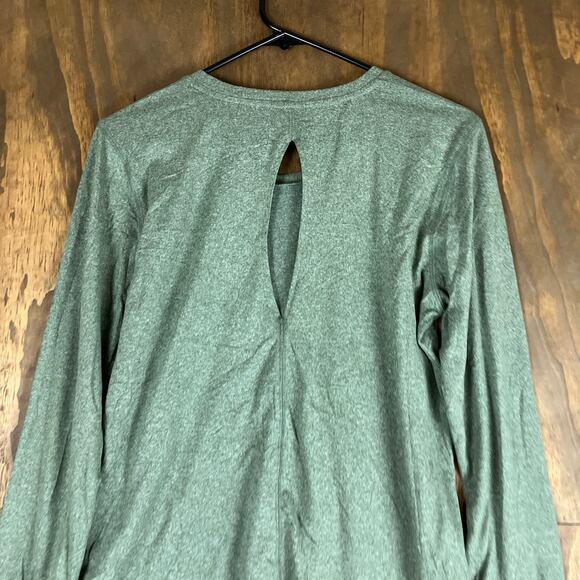 Rae Dunn Womens Shirt Green Meditate Eyelet Back Crew Neck Stretch Large - Picture 10 of 11